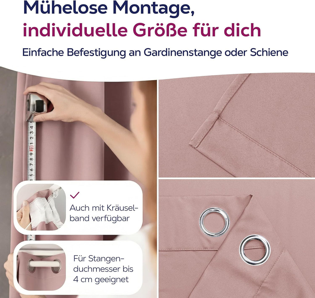BEAUTEX Verdunkelungsgardine mit Ösen, Blackout Ösenschal Blickdicht abdunkelnd, Grösse und Farbe wä