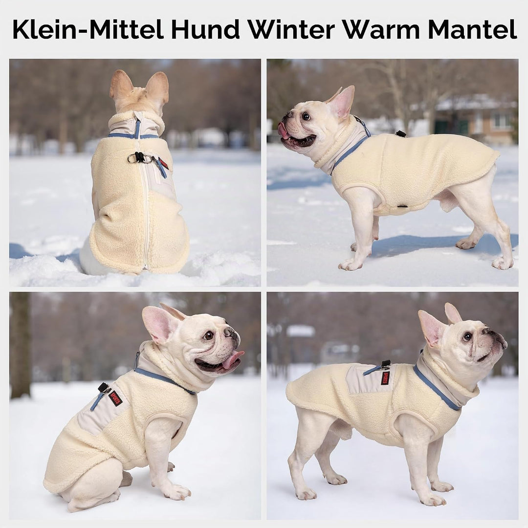 FEimaX Warme Hundemantel Winddichte Haustier Winter Fleece Hundejacke Winterweste mit D-Ring Hundekl