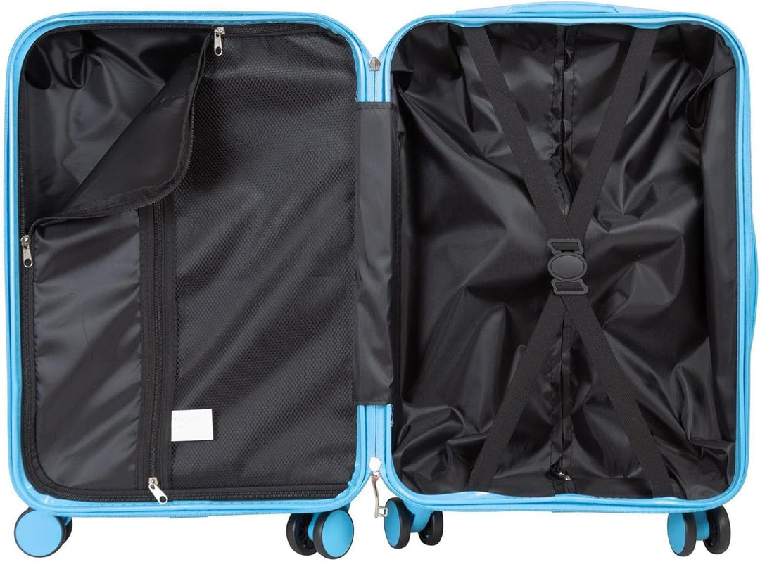 Hartschalen Koffer Trolley Cespara Handgepäck mit modernem Motiv Print - Farbe Hellblau - Gr. M