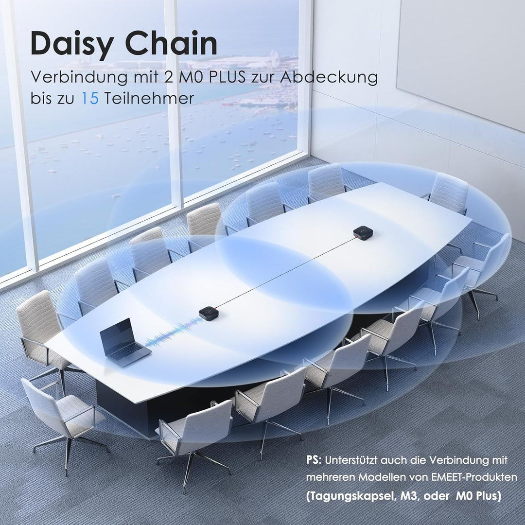 EMEET Konferenzlautsprecher M0 Plus,4 AI Mikrofon Arrays für 360° Raumabdeckung,PC Freisprecheinrich