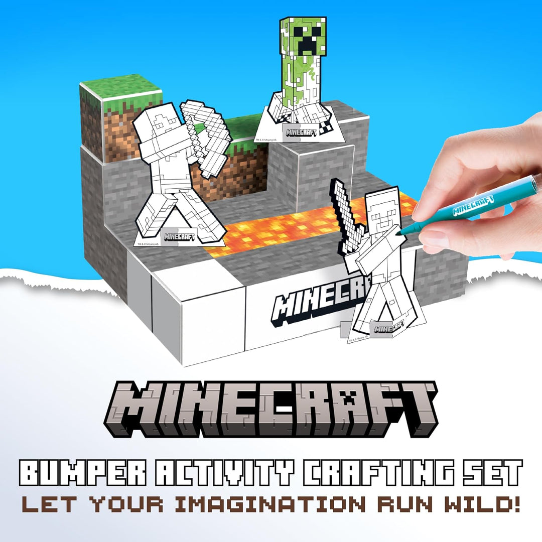 Minecraft BLADEZ Bumper Activity Set, Kunst und Handwerk, lizenziertes Schreibwaren-Set mit Stiften