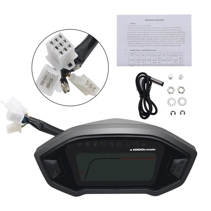 Geloo Motorrad Tachometer Tachometer, 13000 U/min Motorrad Messgerät LED Hintergrundbeleuchtung Digi