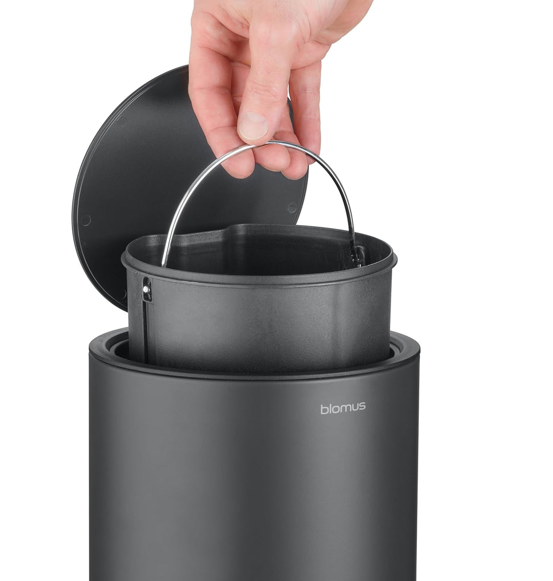 Blomus Kosmetikeimer -SINO- Mülleimer 3 Liter | Anthrazit | 20L x 20B x 26H cm | Treteimer mit Absen