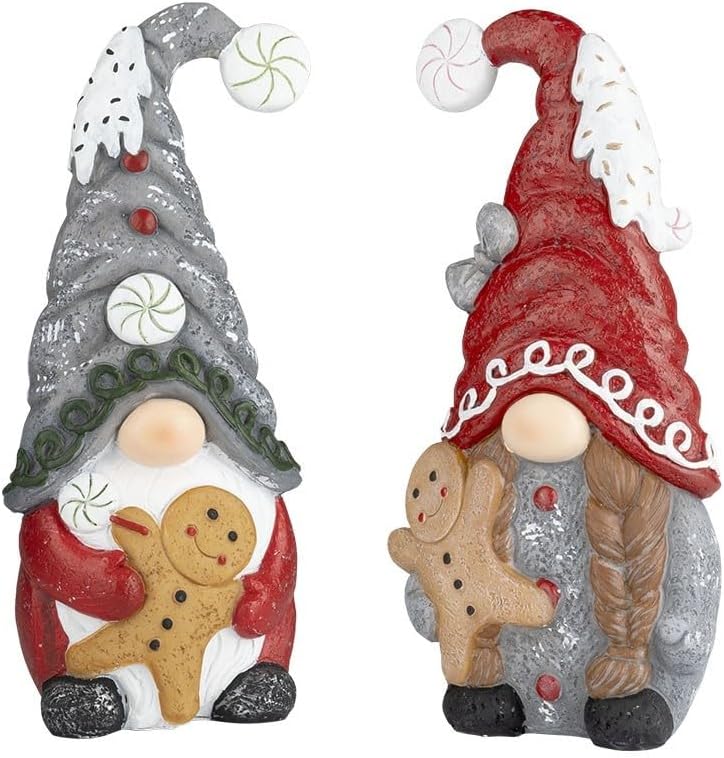 Ideen mit Herz Deko-Figuren Wichtel | Paar mit Lebkuchenmännchen | Dekoration für drinnen &amp; draussen