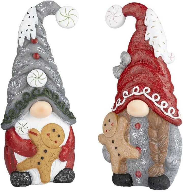 Ideen mit Herz Deko-Figuren Wichtel | Paar mit Lebkuchenmännchen | Dekoration für drinnen &amp; draussen
