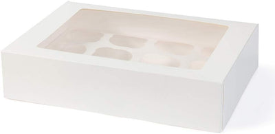 BIOZOYG 12er Cupcake Muffin Box Karton mit grossem Sichtfenster inkl. Einlage I 25 Stück Patisseries