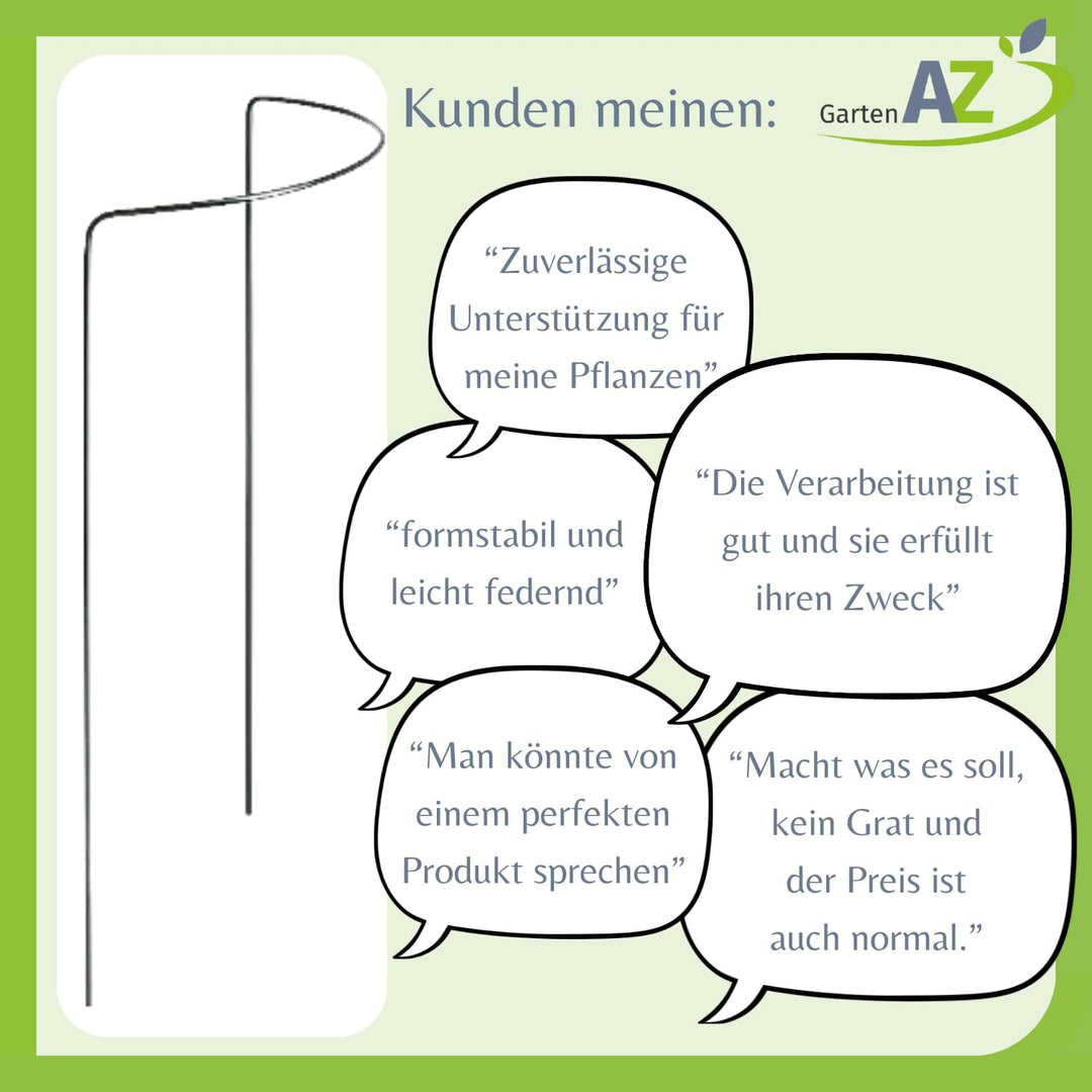 Pflanzenstütze 3er-Set Strauch- &amp; Staudenstütze Metall 70 cm hoch | Blumenstütze halbrund, rostfrei,