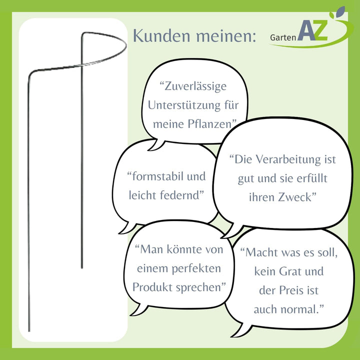 Pflanzenstütze 3er-Set Strauch- &amp; Staudenstütze Metall 70 cm hoch | Blumenstütze halbrund, rostfrei,