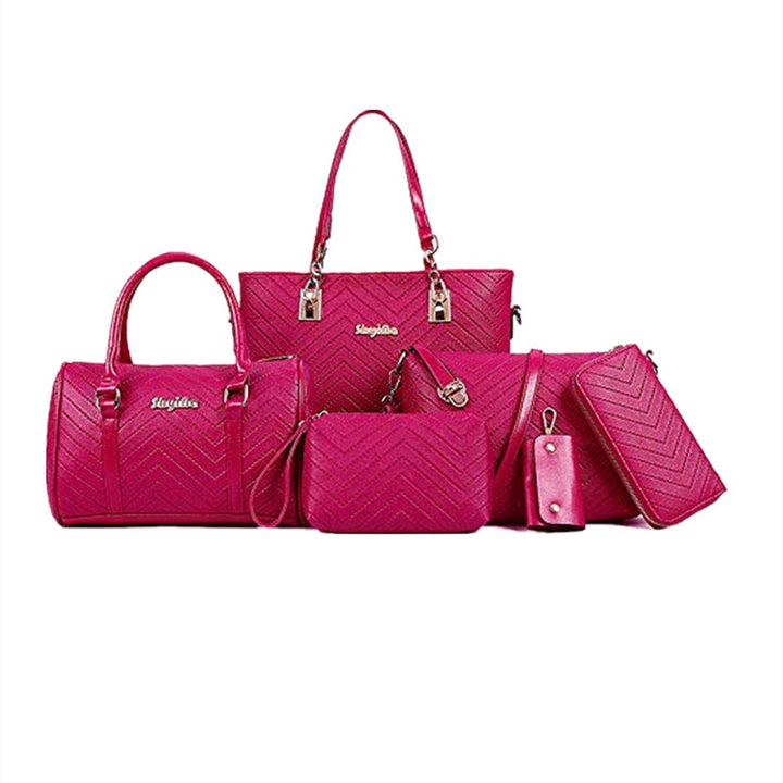 AlwaySky Damen Handtaschen Set 6 Stück PU-Leder Top Griff Tasche Frauen Shopper Geldbörse Umhängetas