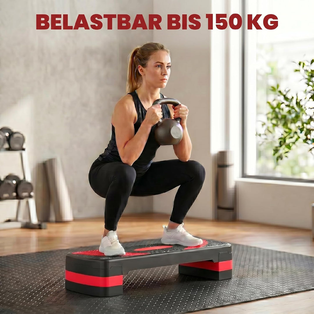 HOMCOM Steppbrett höhenverstellbar Fitness Stepper mit Antirutschbelag 3 Stufen (10/15/20 cm) Rutsch