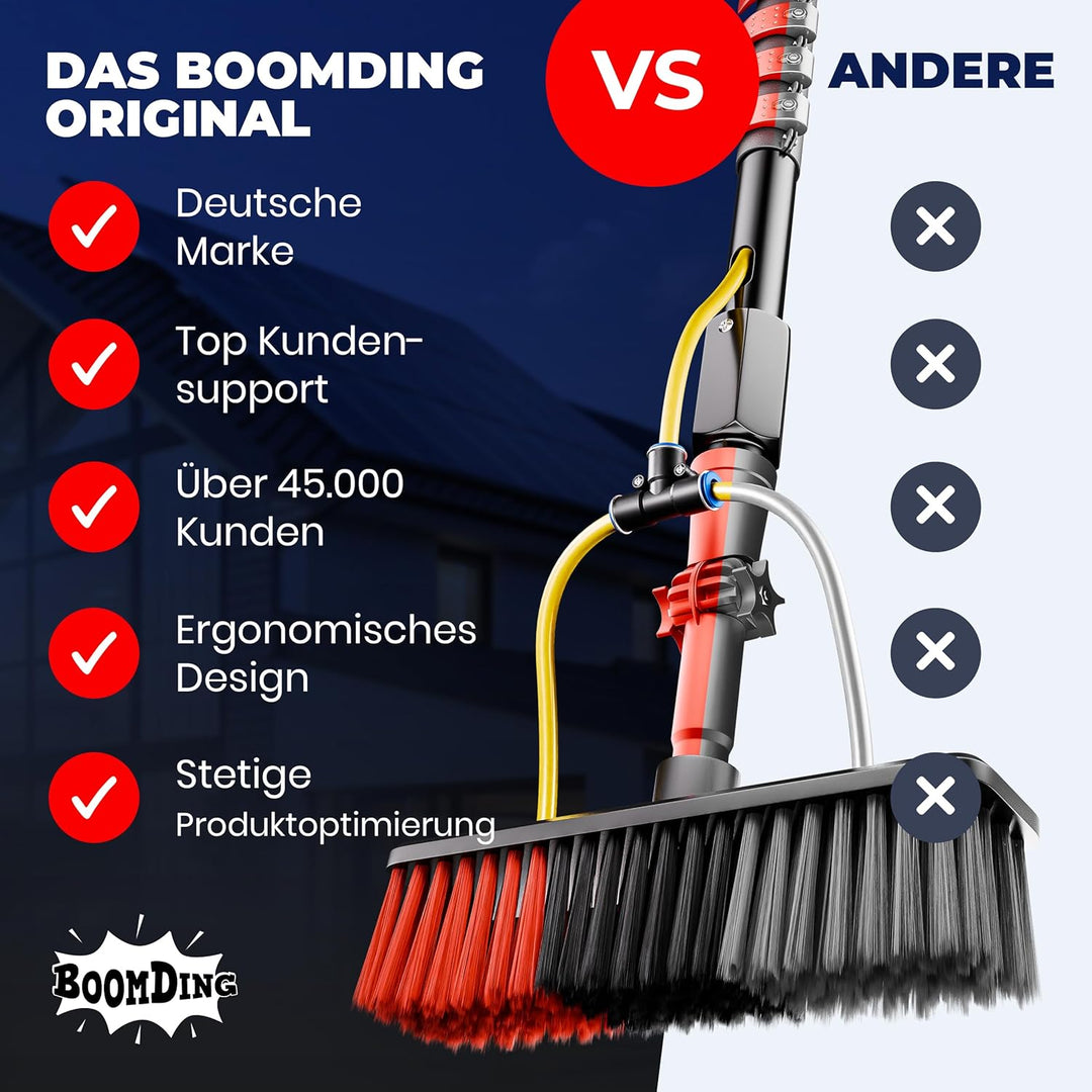 BoomDing Waschbürste mit Teleskopstiel 3,6 Meter | Aluminium |Teleskop Waschbürste | Wintergarten Re