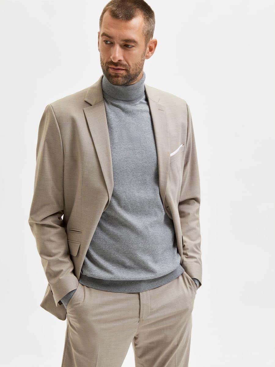 SELECTED HOMME Male Pullover Langarm Rollkragen S Grau (Medium Grey Melange), S Grau (Medium Grey Me