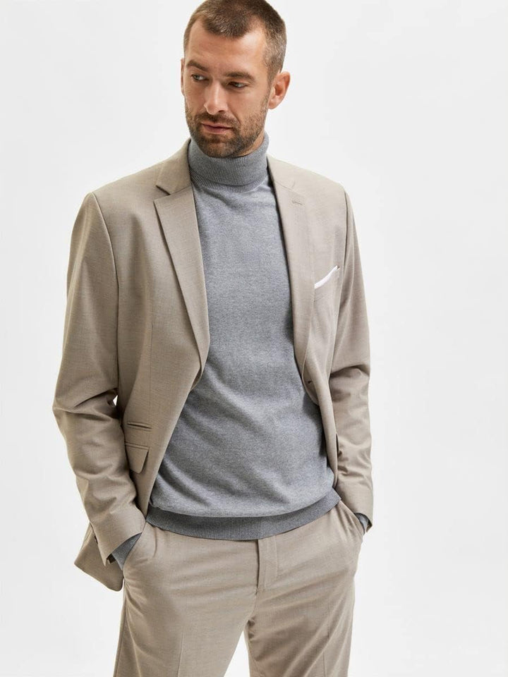 SELECTED HOMME Male Pullover Langarm Rollkragen S Grau (Medium Grey Melange), S Grau (Medium Grey Me