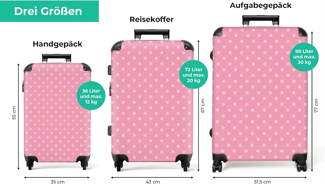 NoBoringSuitcases.com® Koffer XL Gross 77x51.5x28 cm Reisekoffer mit 4 Rollen Leicht Trolley Hartsch