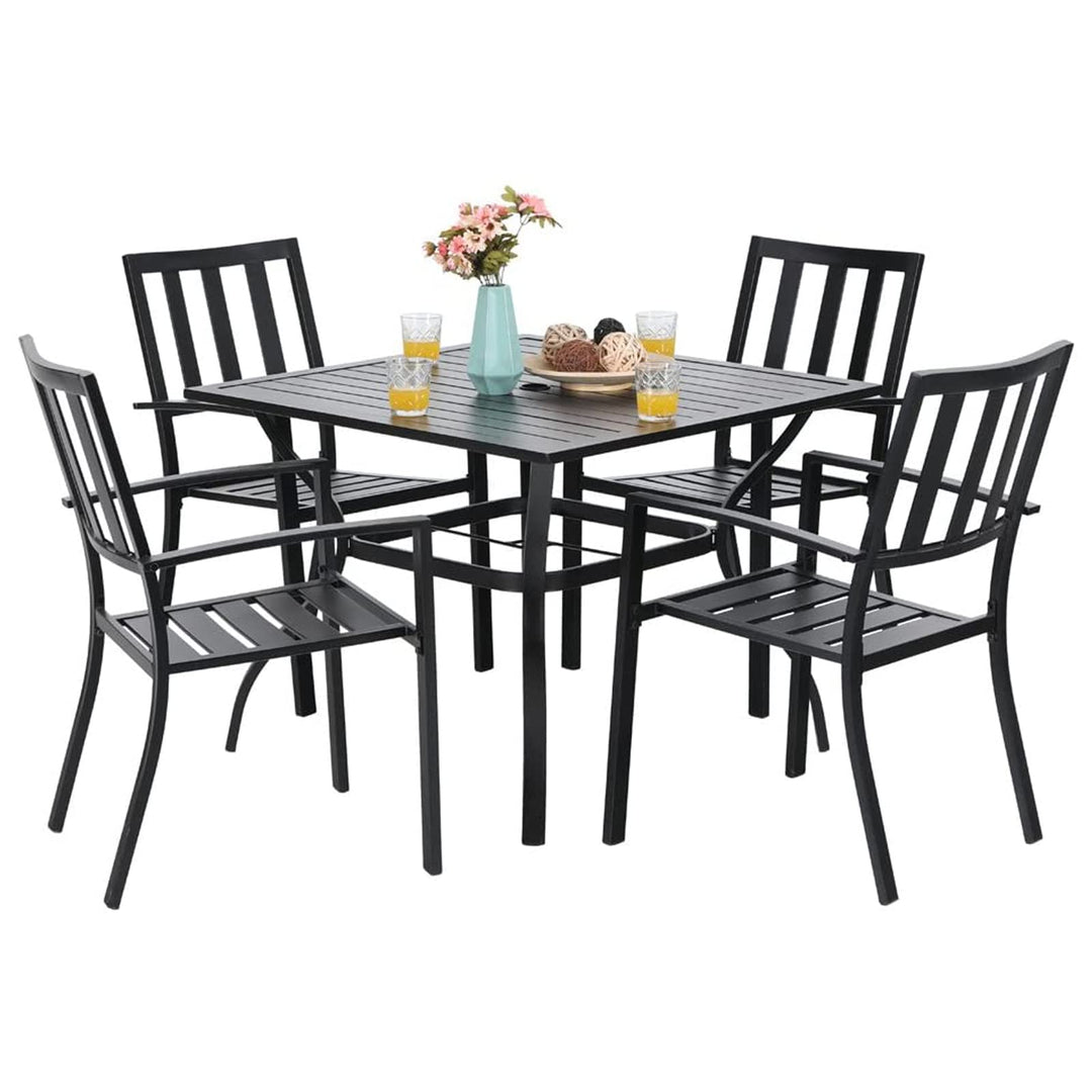 PHIVILLA Gartentisch und Stühle 4er Set Terrassentisch Stühle Metall Outdoor Bistro Gartenmöbel Sets