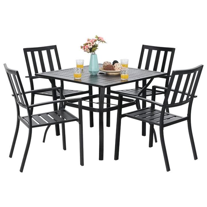 PHIVILLA Gartentisch und Stühle 4er Set Terrassentisch Stühle Metall Outdoor Bistro Gartenmöbel Sets
