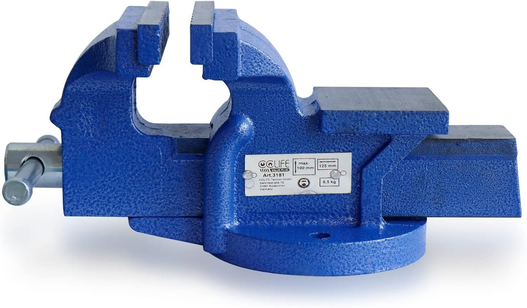 CCLIFE Feststehend Schraubstock 100/125/150 mm für Werkbank Werkbankschraubstock Parallelschraubstoc