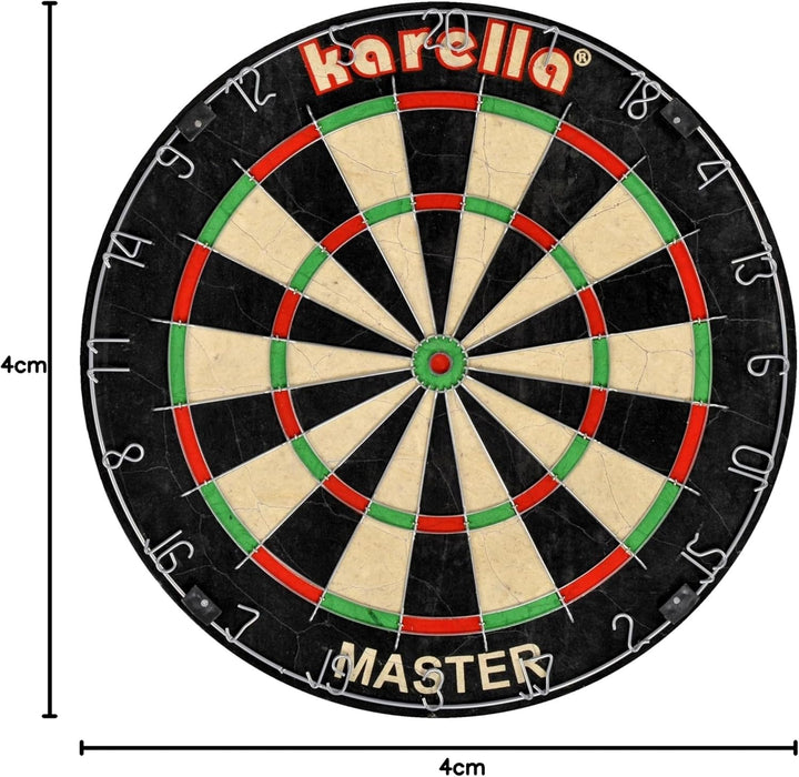 Karella Dartboard Master - hochwertiges Sisal Turnierdartboard, inkl. Wandhalterung und Spielregeln,