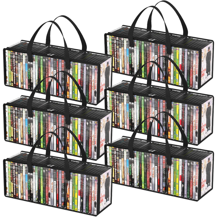 Lifewit DVD Aufbewahrungstaschen 6er, Durchsichtige PVC DVD Hüllenhalter mit Griffen, Frontfenster m