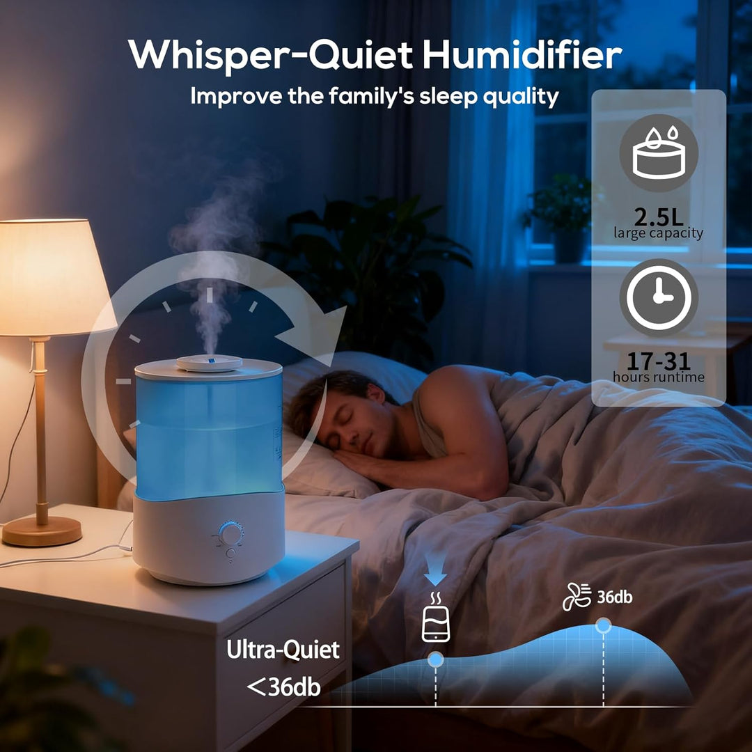 Romon Luftbefeuchter, Aroma Diffuser Humidifier für Schlafzimmer Kinderzimmer und Pflanzen mit 360°