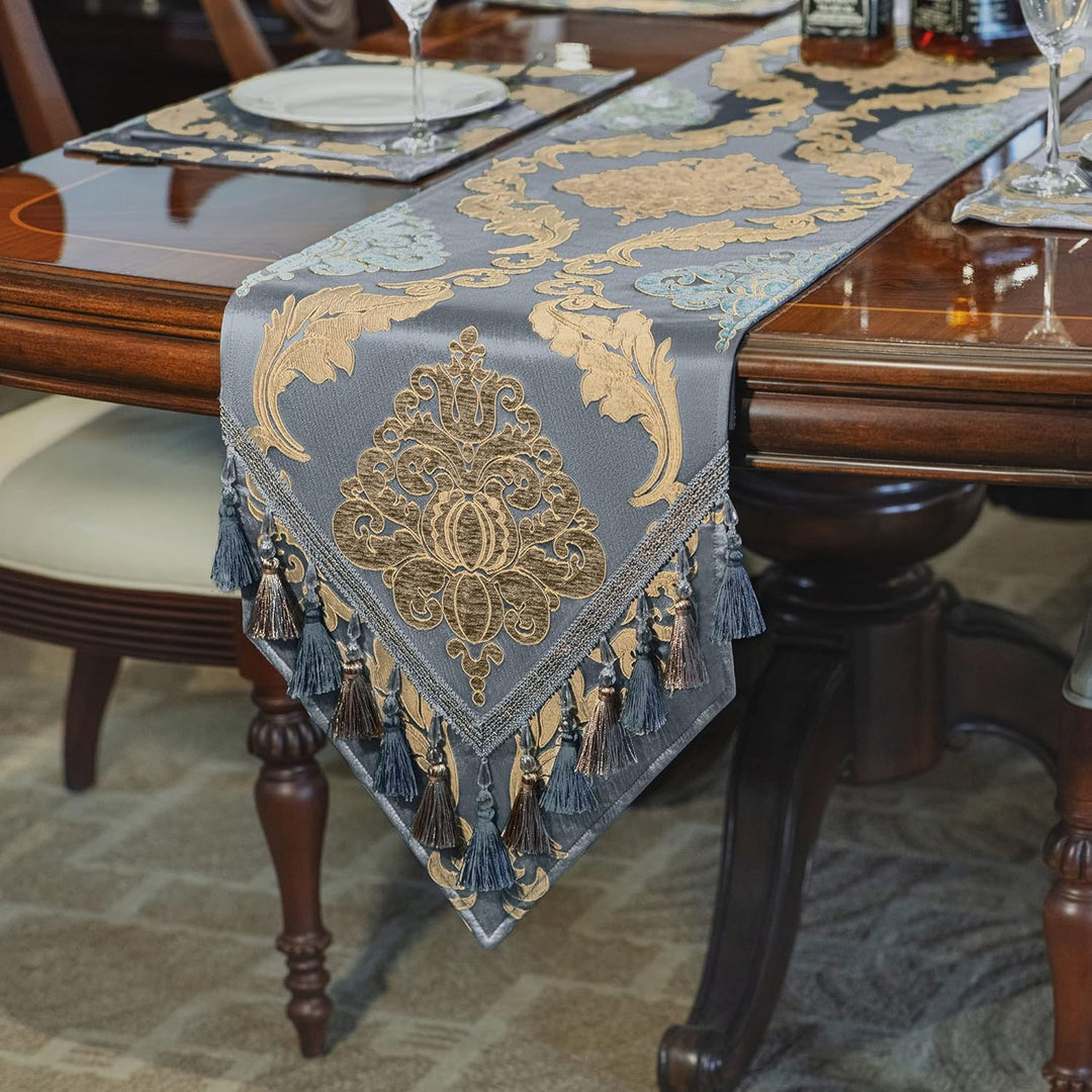 Tischläufer mit Quasten, Jacquard Tischdecke für Esstisch Urlaub Party Wohnzimmer Dekoration (33x228
