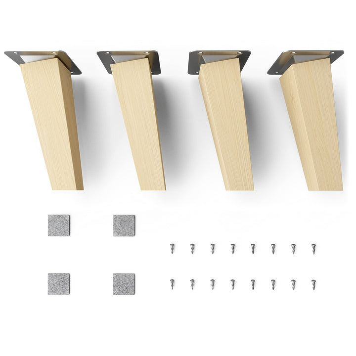 Sossai Möbelfüsse aus Naturholz Buche unbehandelt, Clif Square HMF4, 15 cm hoch, eckig, schräge Ausf