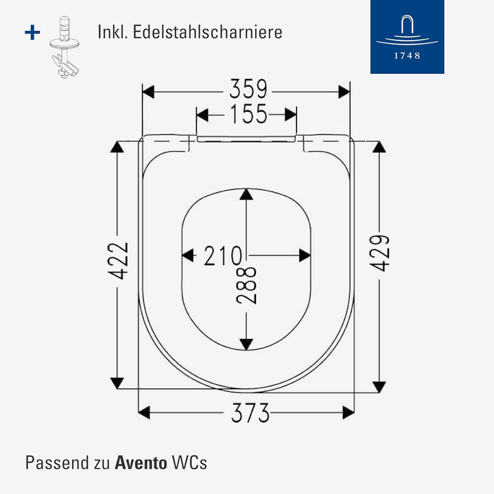 Villeroy & Boch WC-Sitz Avento - Toilettendeckel Weiss glänzend mit Absenkautomatik - Abnehmbarer, b