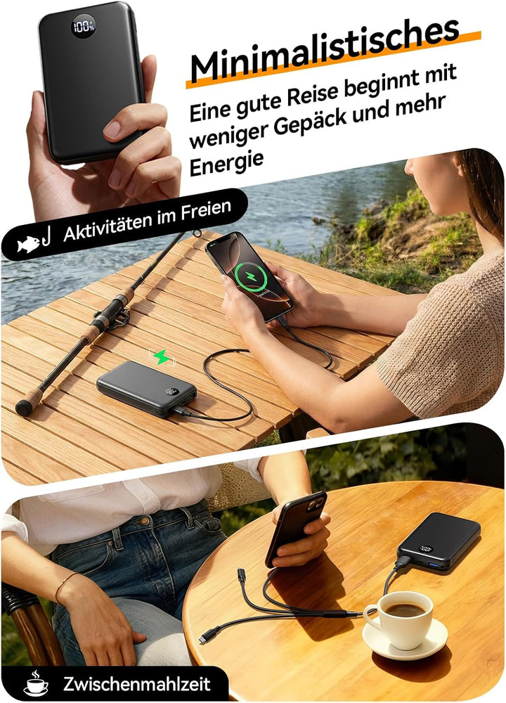 Power Bank 27000mAh, Ultra Kompakte Powerbank Schnellladen USB C, Externer Akku mit LED Display & 3-