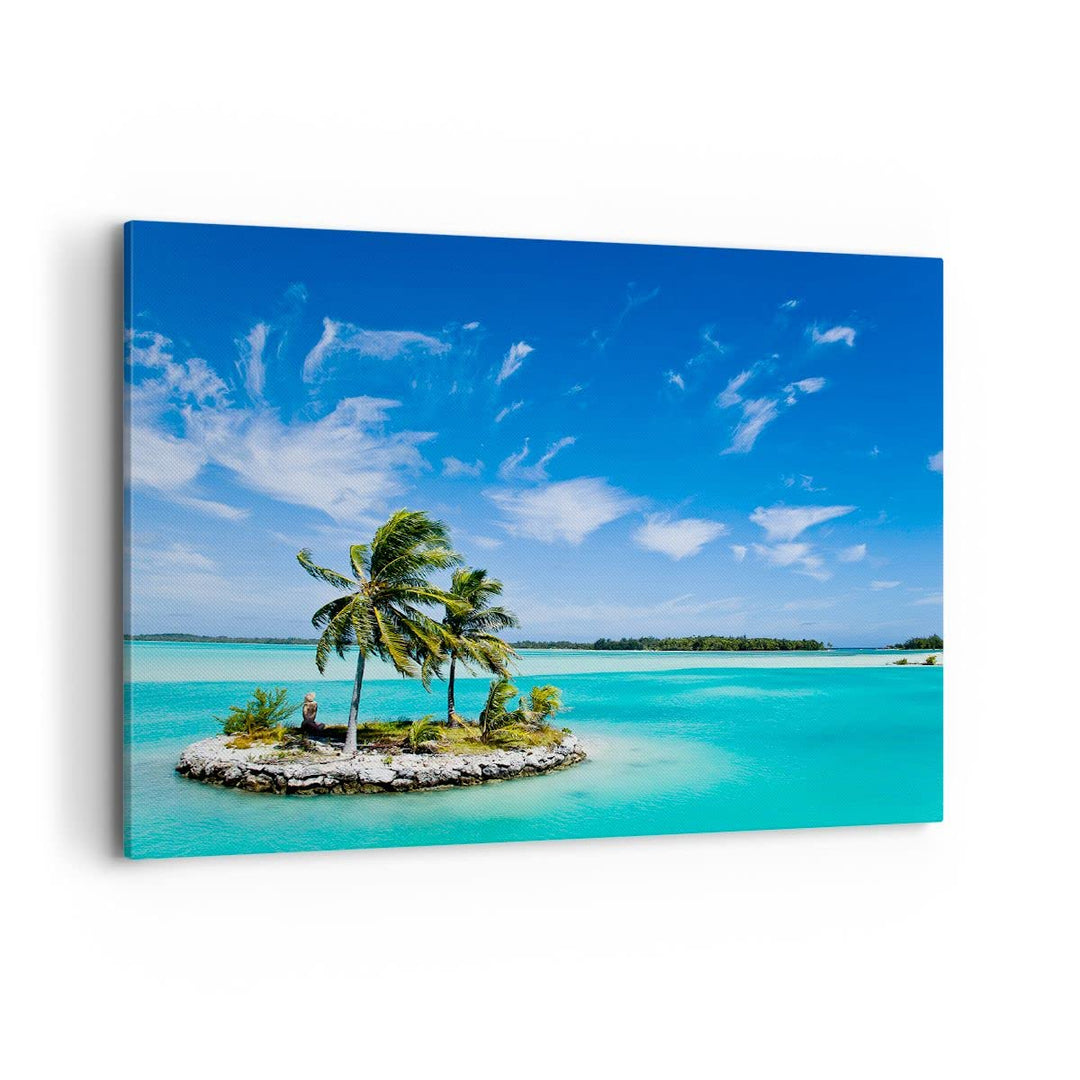 Bilder auf Leinwand 100x70cm Leinwandbild Tahiti Insel Bora entspannend Gross Wanddeko Bild Schlafzi