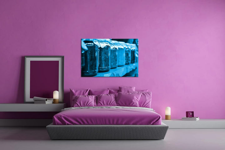 deyoli Eingelegte Früchte Format 80x60 Effekt: Monocrome Blau als Leinwandbild, Motiv fertig gerahmt