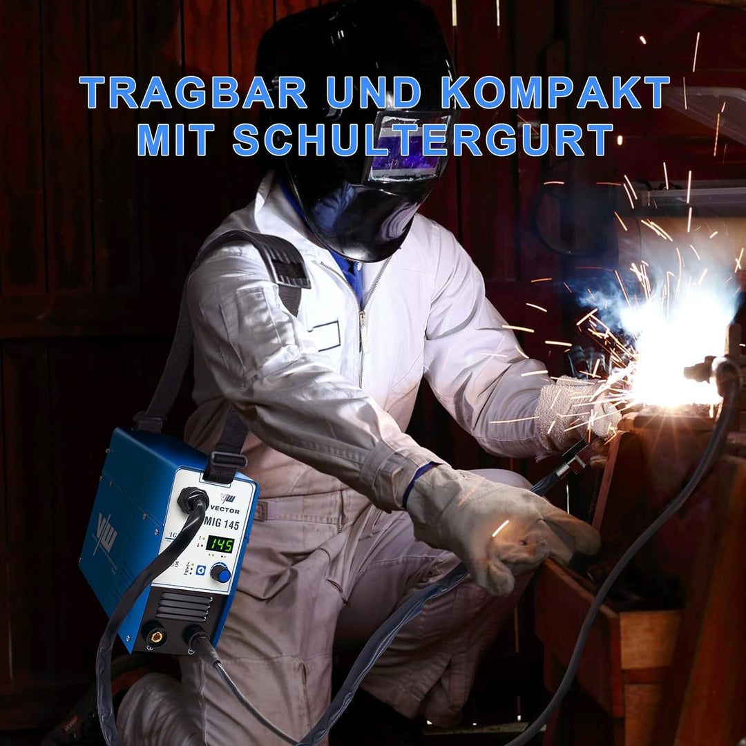Fülldraht Schweissgerät ohne Gas - Drahtschweissgerät mit 145 Ampere & Elektrodenschweissfunktion -