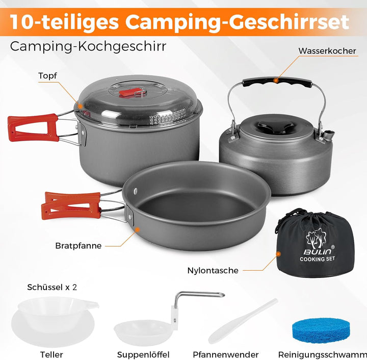 Bulin Camping Kochgeschirr Outdoor Ausrüstung Camping Topf 1-4 Personen Wandern Rucksackreisen Gear