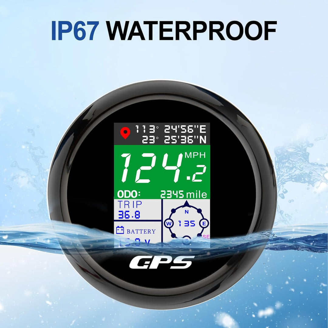 Geloo 85mm GPS Tachometer TFT einstellbar Mph Knoten Km/h Digitaler Geschwindigkeitsmesser Kilometer
