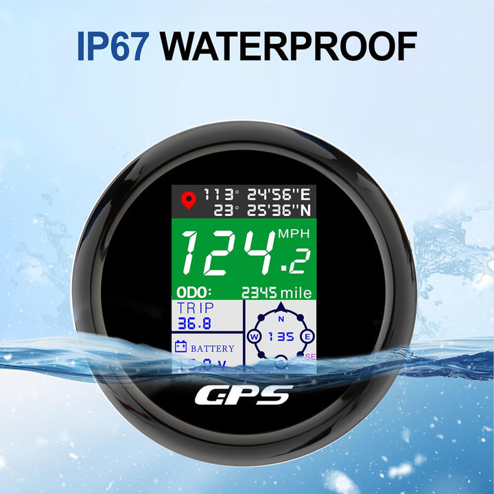 Geloo 85mm GPS Tachometer TFT einstellbar Mph Knoten Km/h Digitaler Geschwindigkeitsmesser Kilometer