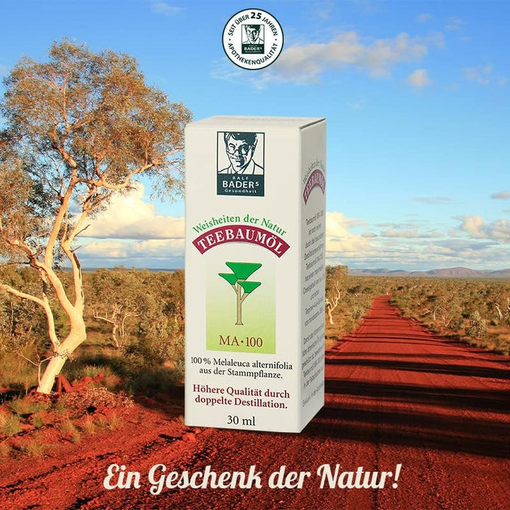 BADERs Teebaumöl. Der Klassiker aus der Apotheke. Doppelt destilliert. Desinfizierend. 100% australi