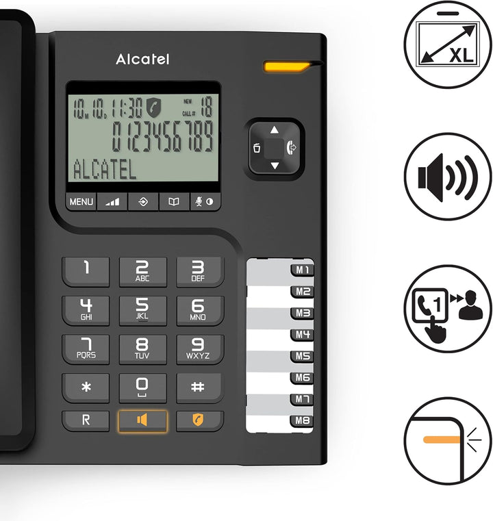 Alcatel T78, schnurgebundenes Festnetztelefon für Heim und Büro, grosses Display, 8 Direktwahltasten