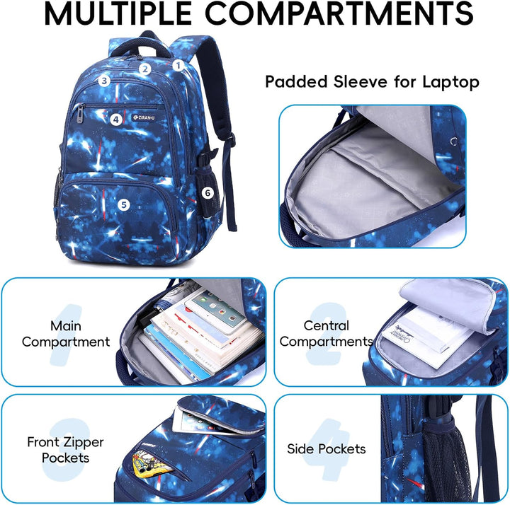 Amythe Schulrucksack Jungen Teenager Schulranzen, Schultasche mit Trolleygurten 16 Inch Wasserdicht