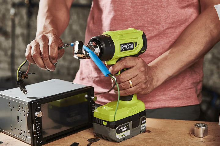 RYOBI 18 V ONE+ Akku-Heissluftgebläse R18HG-0 (Luftstrom 170l/min, Hitzegrad bis 470°, LED-Beleuchtu
