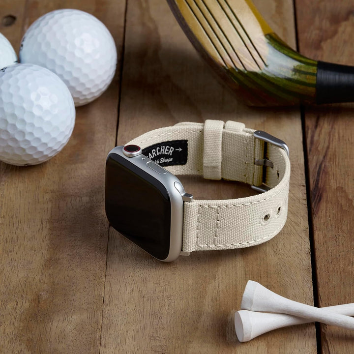 Archer Watch Straps - Canvas-Uhrenarmbänder für Apple Watch 40/41/42mm Alabaster, Silber, 40/41/42mm