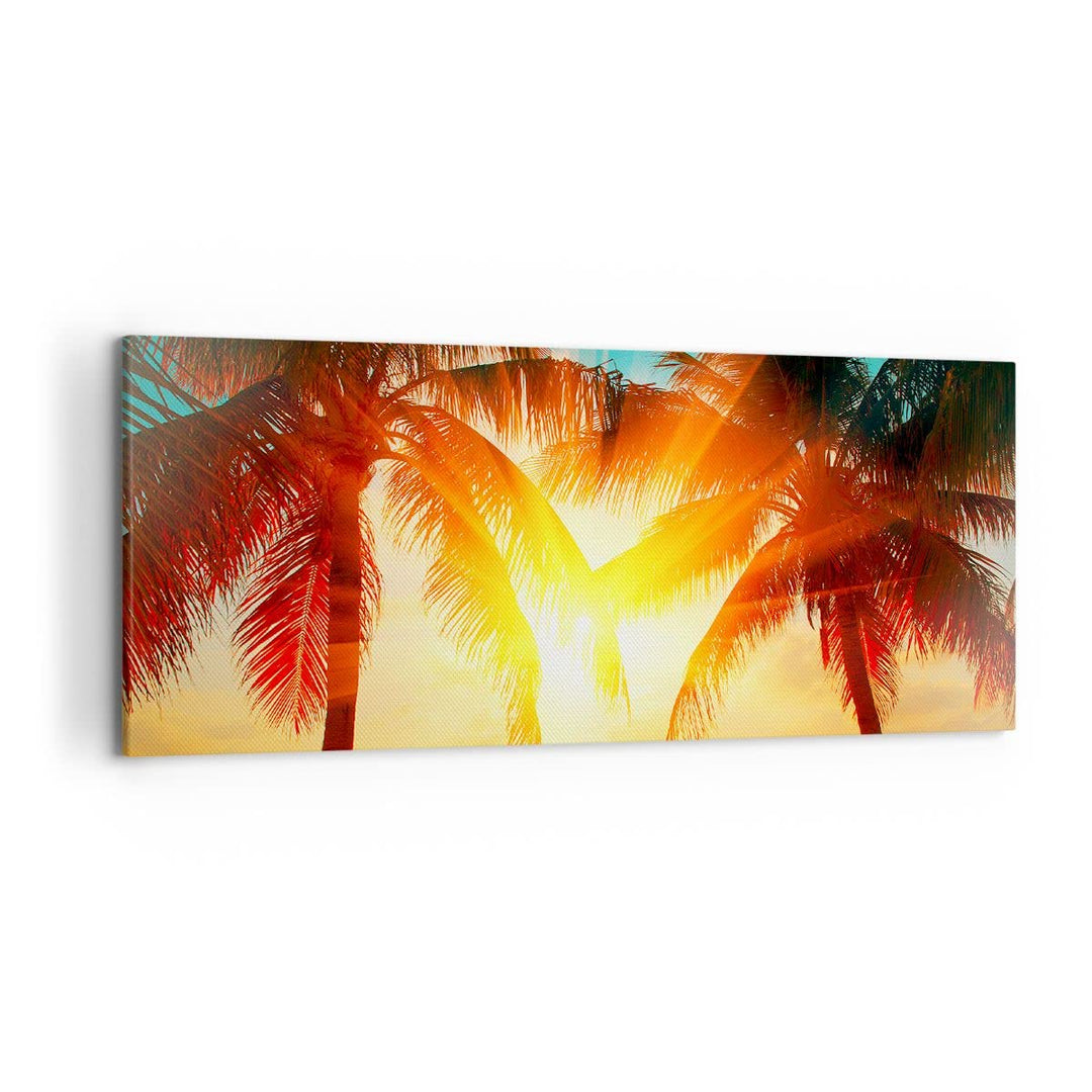 Wandbilder Dekoration Wohnzimmer Meer Palme Wasser Panorama Bilder auf Leinwand 120x50cm Leinwandbil