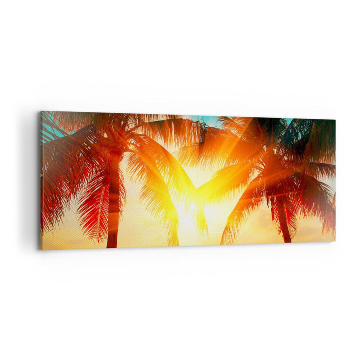 Wandbilder Dekoration Wohnzimmer Meer Palme Wasser Panorama Bilder auf Leinwand 120x50cm Leinwandbil