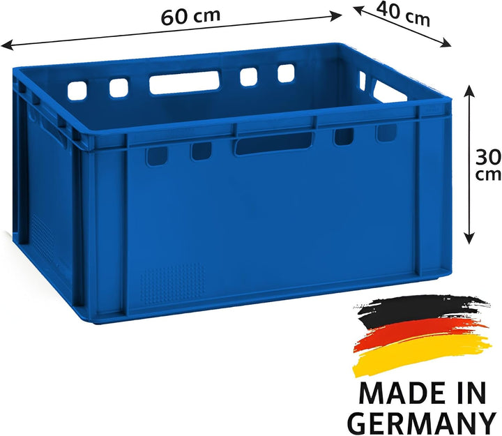 BURI Fleischerkiste 2x Metzgerkiste 60x40x30cm Lagerkiste E3 hoch | Extrem robuste Stapelkiste | Fle