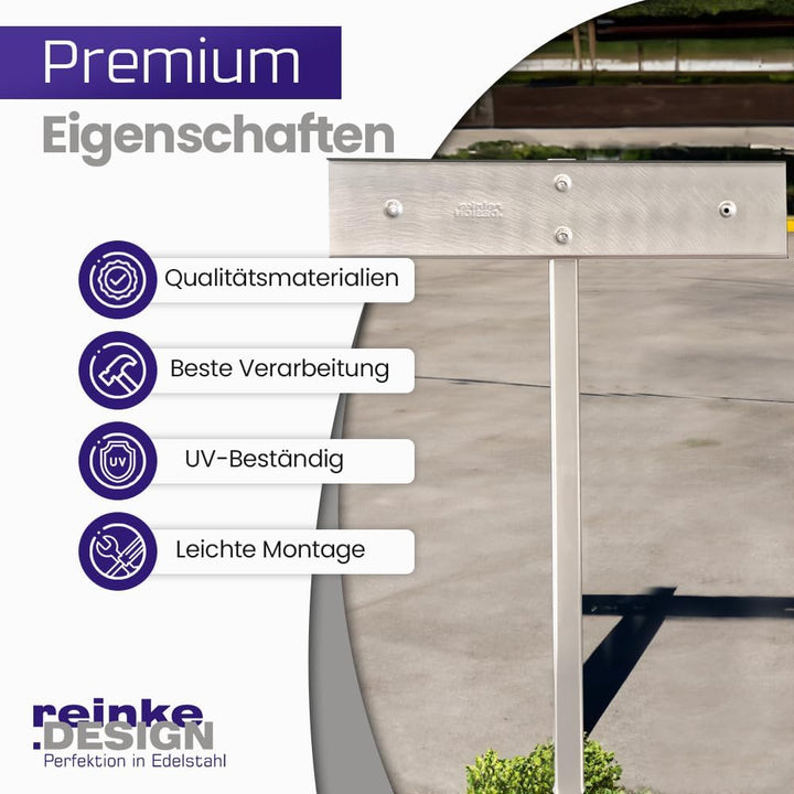 Edelstahl Parkschild Halterung mit Pfosten, Schild einfach einschieben, Made in Germany Parkschild H