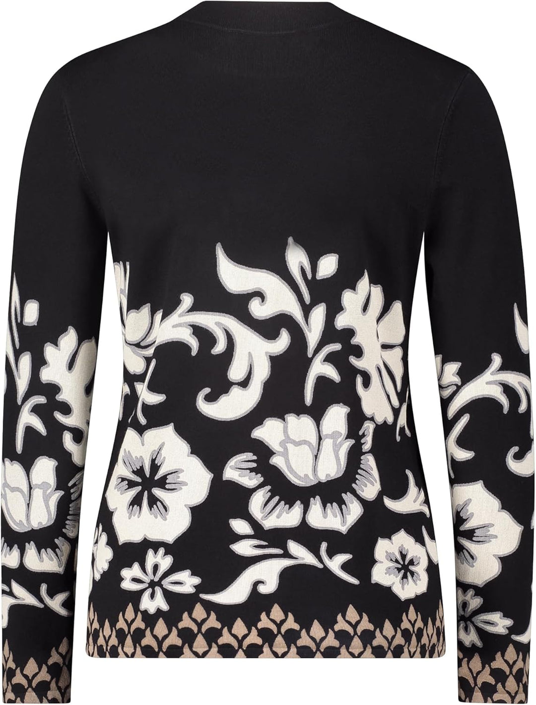 Betty Barclay Damen Feinstrickpullover mit Print 48 Schwarz / Beige, 48 Schwarz / Beige