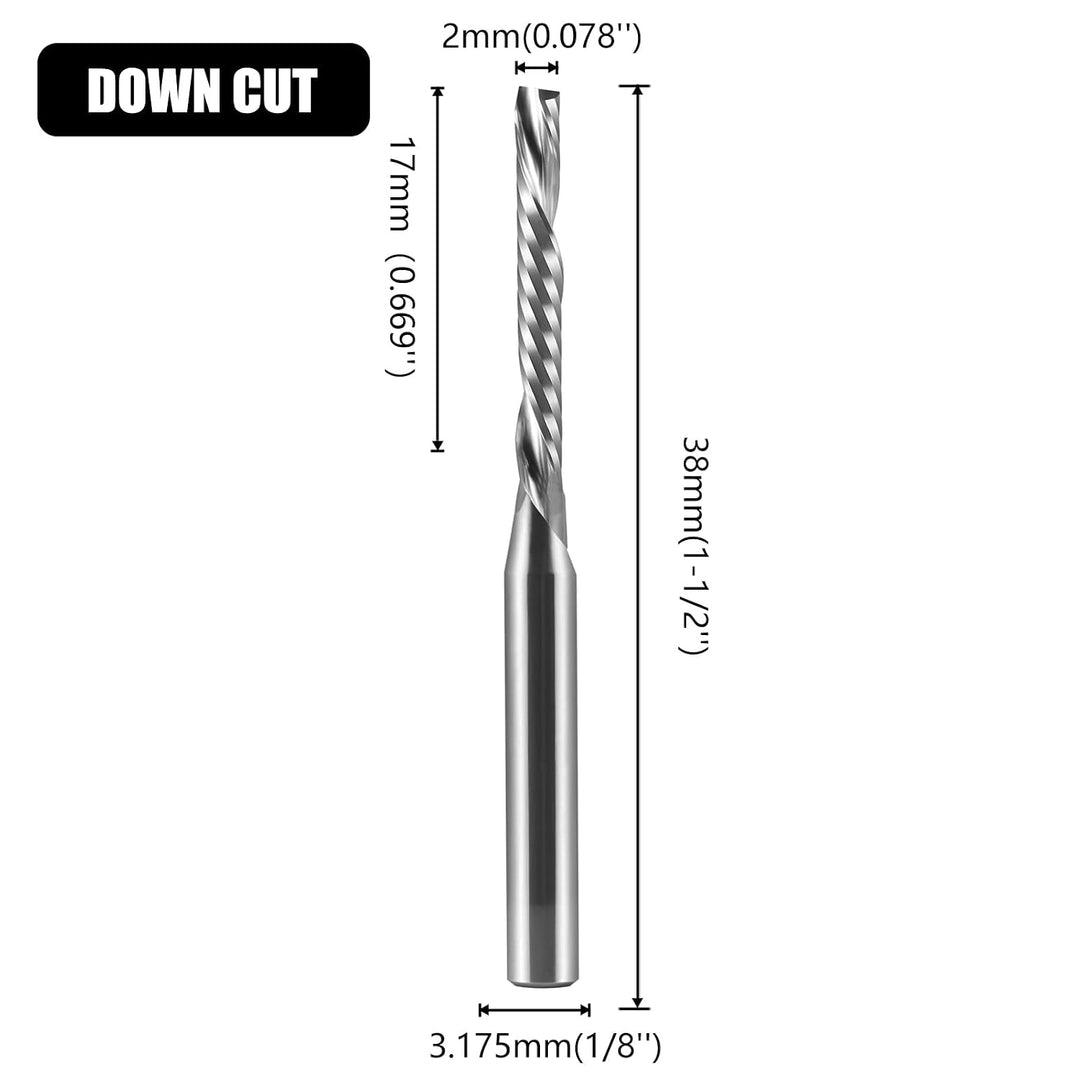 5 Stück Schaftfräser 3,175 mm Schaft Downcut 17 mm Schnittlänge CNC Fräser Nutfräser aus Hartmetall