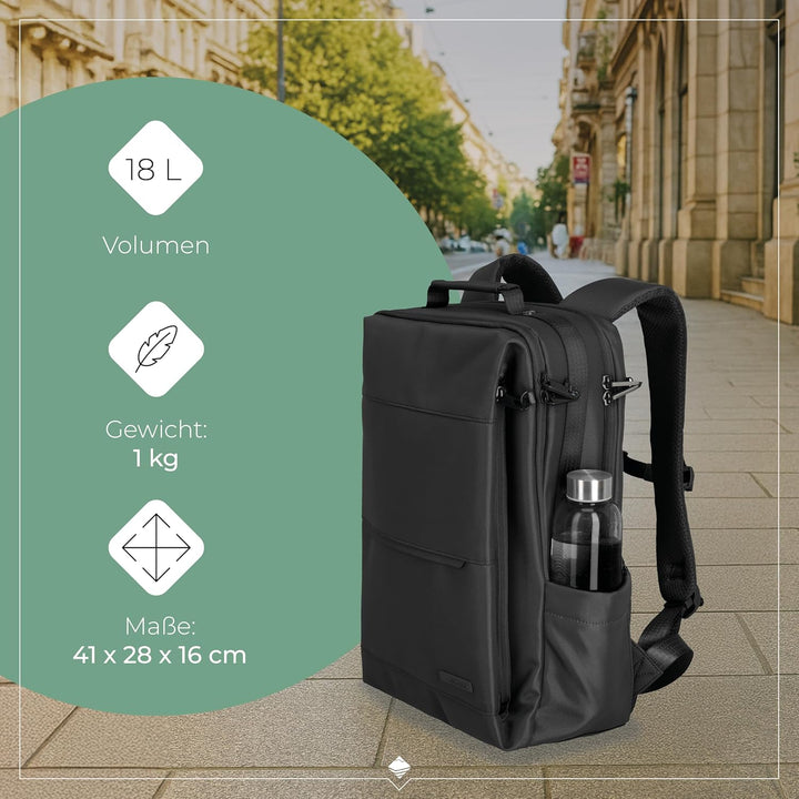Travelite Handgepäck Rucksack, Laptop Rucksack 15,6 Zoll, WORKFLOW Reiserucksack aus recyceltem Mate