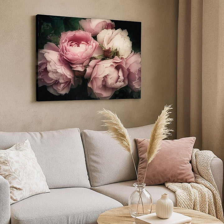Bilder auf Leinwand 100x70cm Leinwandbild mit Rahmen Pfingstrose Blume Gross Wanddeko Bild Schlafzim