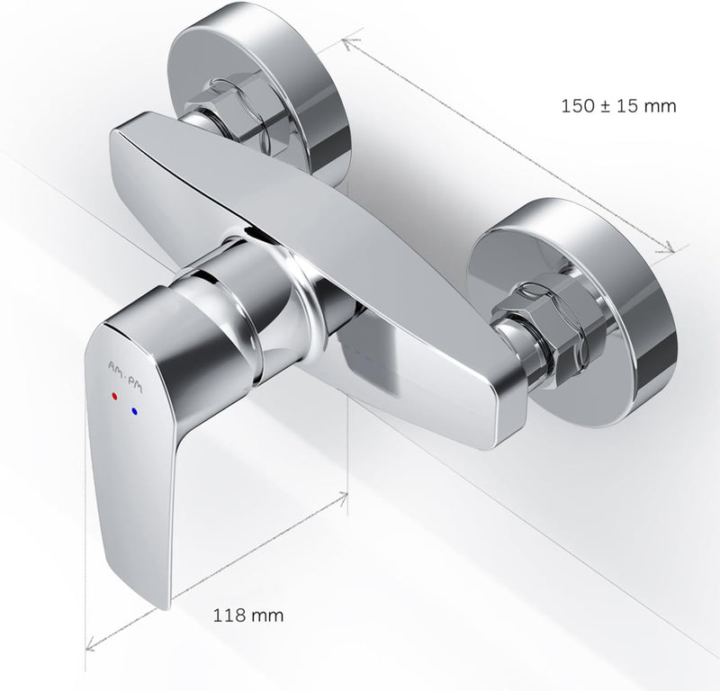 AM.PM GEM FGA20000 Duscharmatur mit Einhebelmischer | SoftMotion Keramikkartusche, Neoperl Aerator |