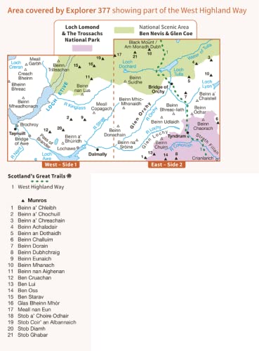 Loch Etive and Glen Orchy (OS Explorer Map, Band 377), Karte