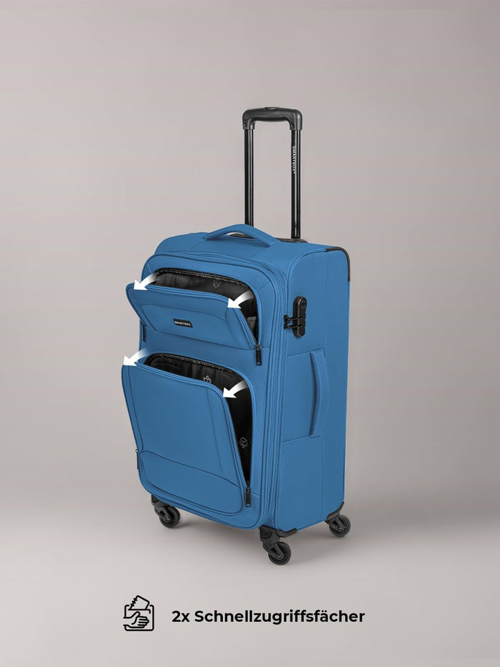 SMARTBOX Weichgepäck Check-in Koffer für Damen & Herren | Mittelgrosser Trolley 41 x 27 x 67 cm | 4